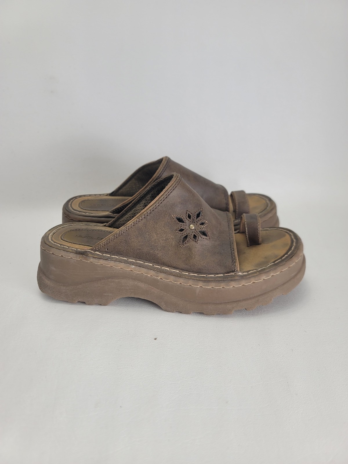 Vintage Y2K Lower East Side Chunky Heel Sandals Womens 7.5 Brown Grunge Skater Vintage Y2K Lower East Side Chunky Heel Sandals Womens 7.5 Brown Grunge Skater