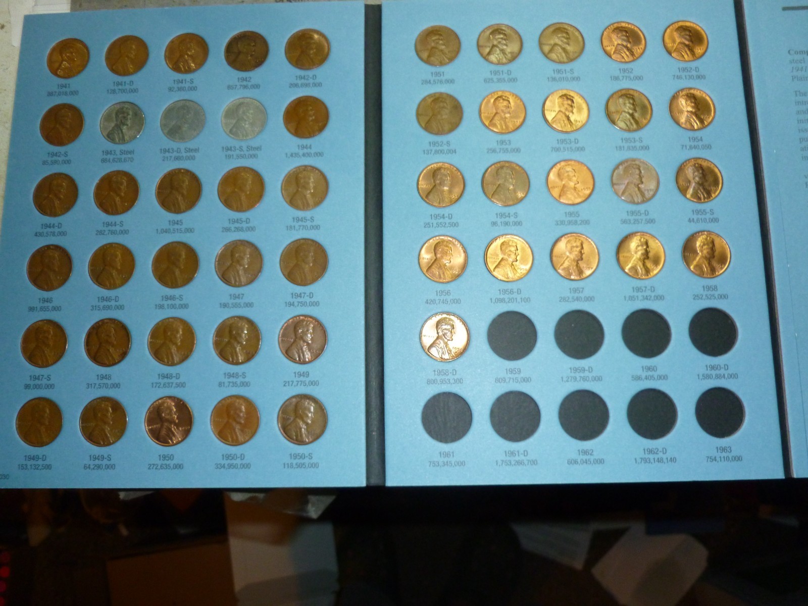 No 2 Lincoln 1941 to 1958 coins (vintage Folder) #JY23-4158 51 Wheat  MANY UNC