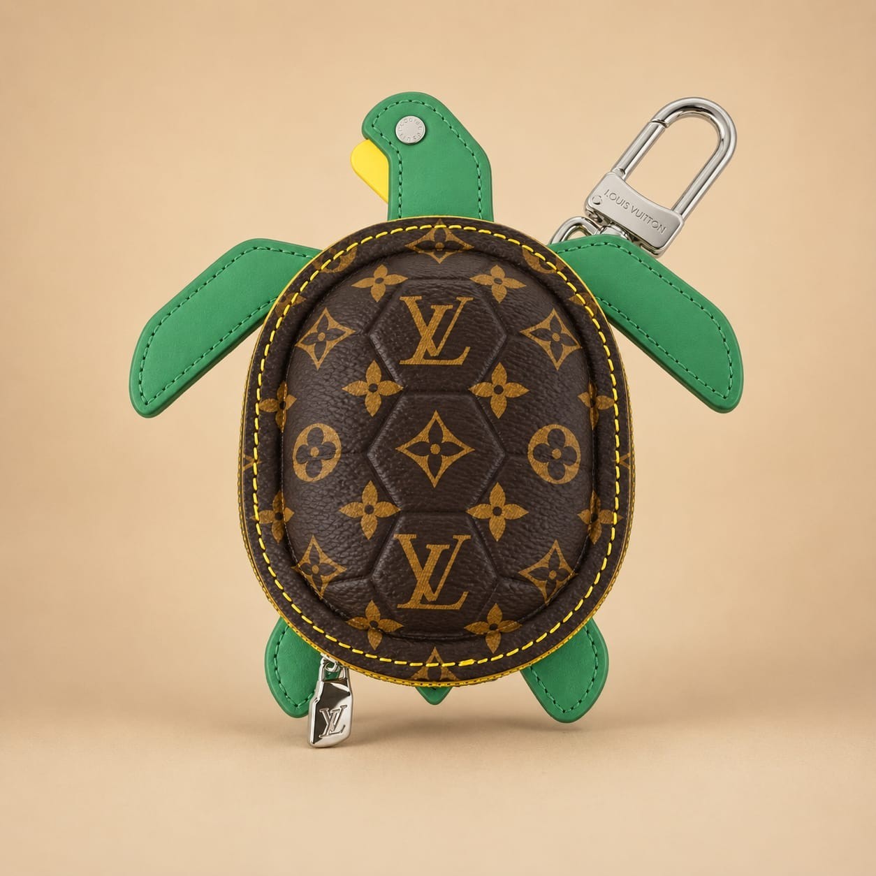 Louis Vuitton LV Monogram Green Turtle Mini Pouch Keychain Bag Charm