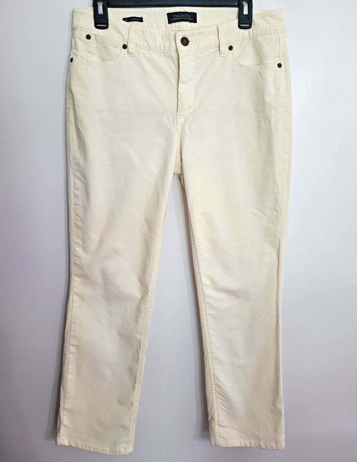 Talbots Womens Straight Corduroy Jeans Ivory Stretch 5-Pocket Size 6 Talbots Womens Straight Corduroy Jeans Ivory Stretch 5-Pocket Size 6