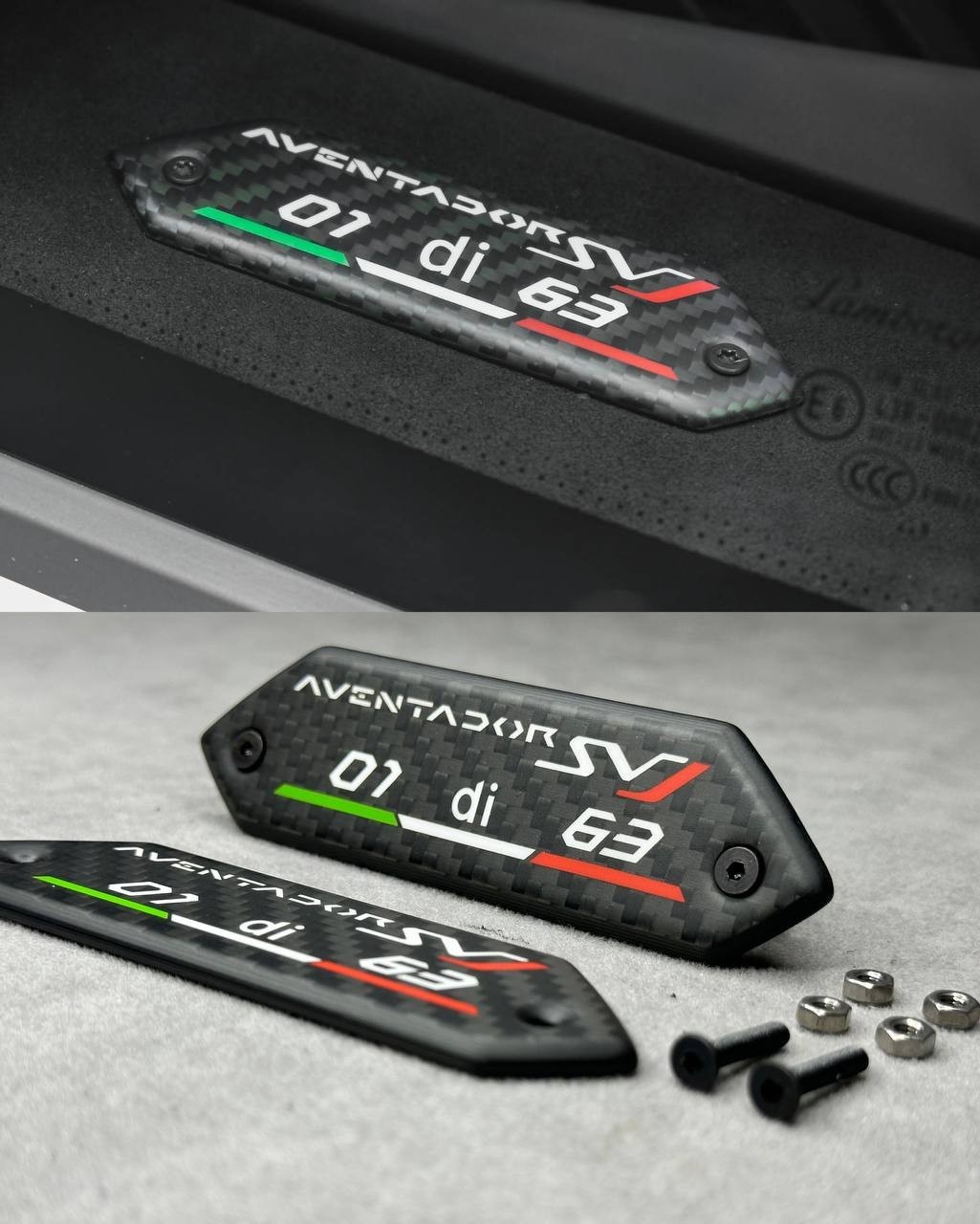 for Aventador  SVJ 01 di 63 carbon pillar emblem badge interior LP700-4