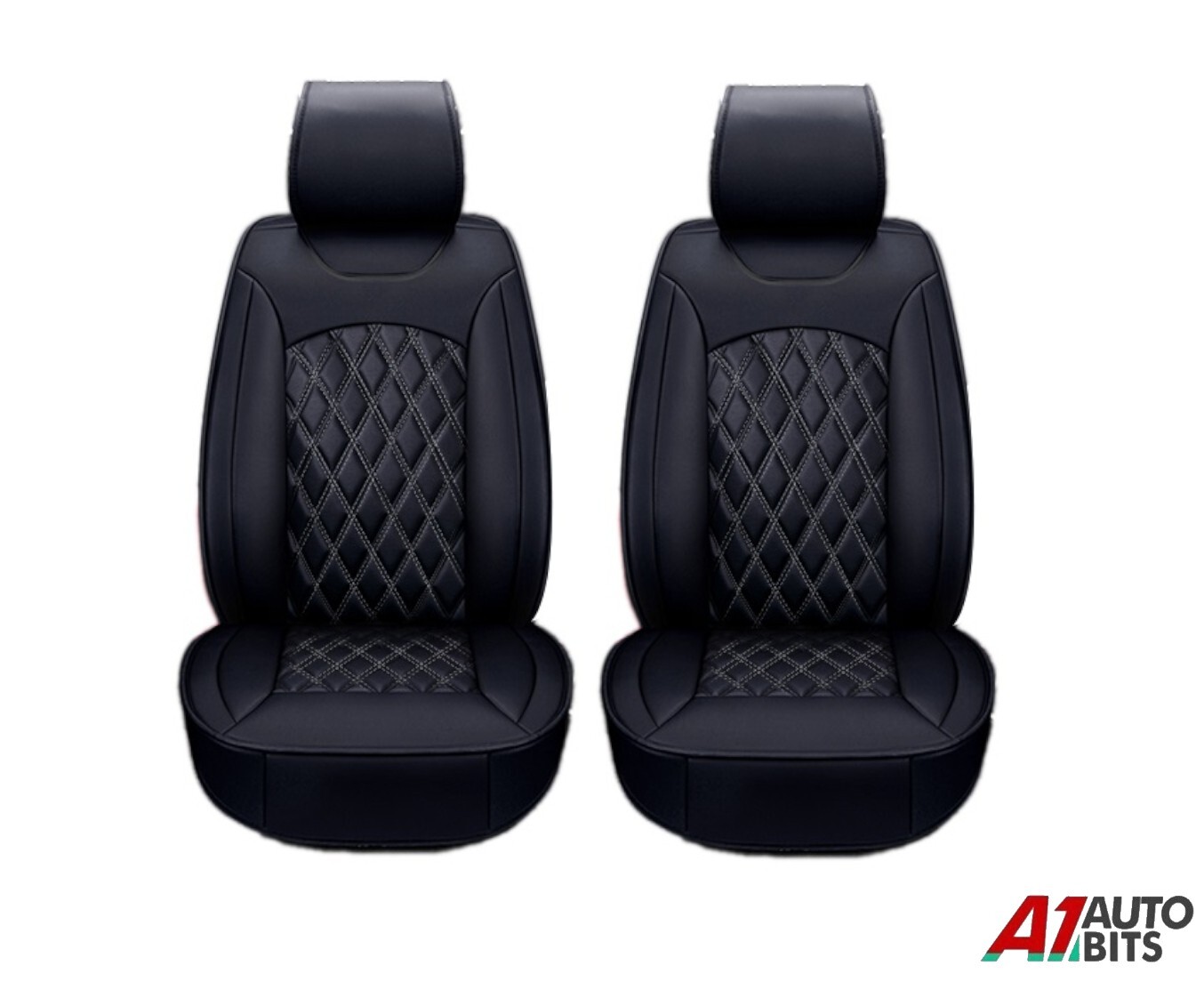 Black Quilted Diamond PU Leather Front Seat Covers For Renault Clio Megane