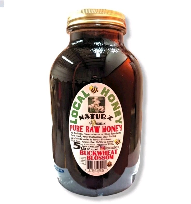 RAW HONEY BUCKWHEAT 5 LBS 100% PURE RAW UNFILTERED HONEY In Glass 5LB