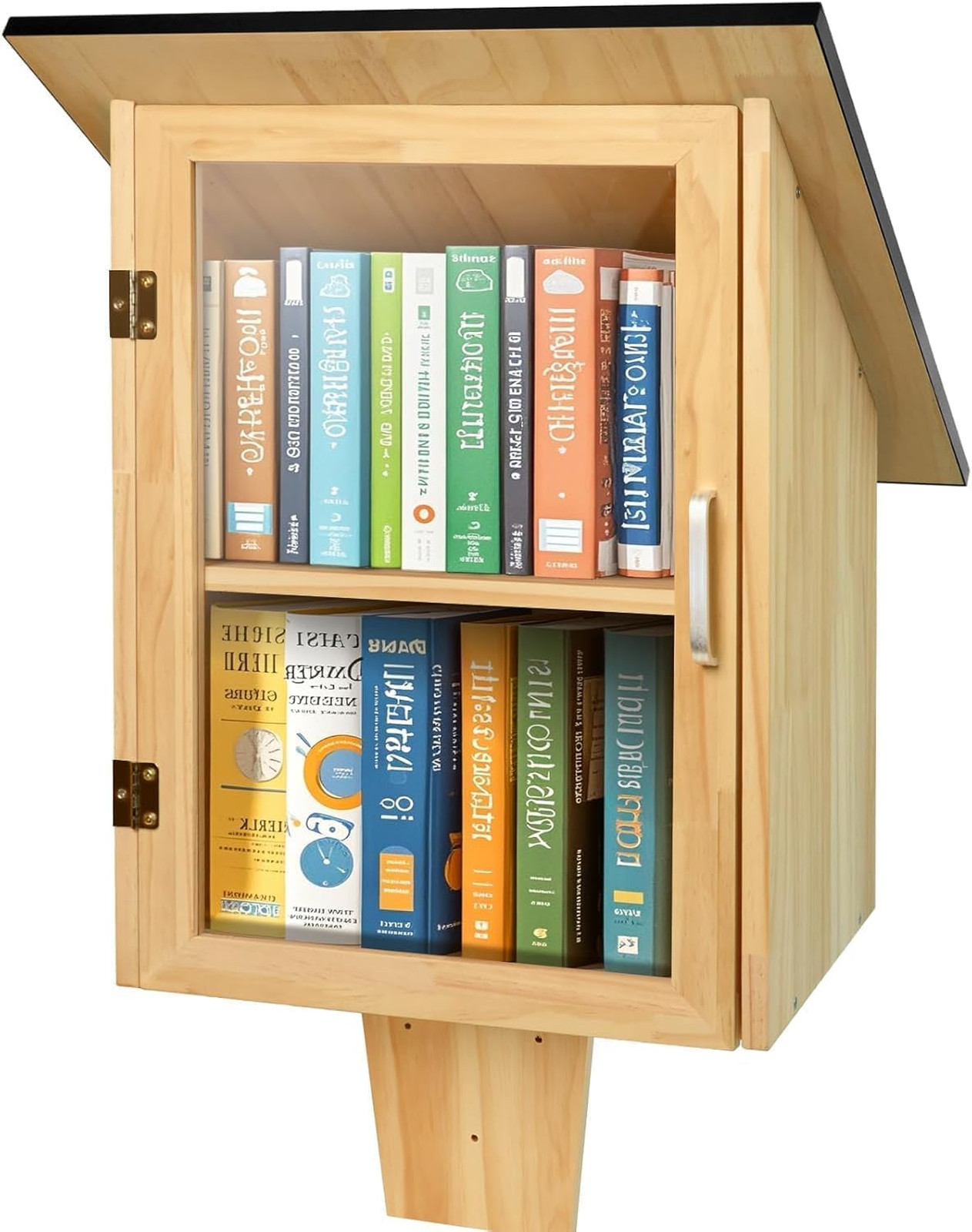 Outdoor Library Book Box, Double Little Library for Sharing Books, DIY Storage