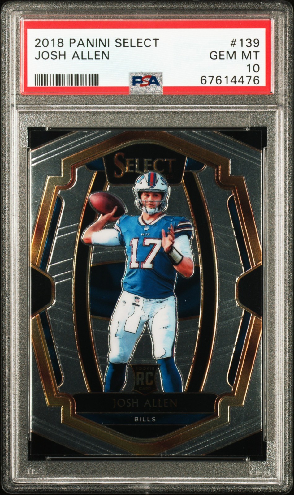 Panini 2018 Select Premier Level Josh Allen #139 Bills PSA 10 Rookie Card