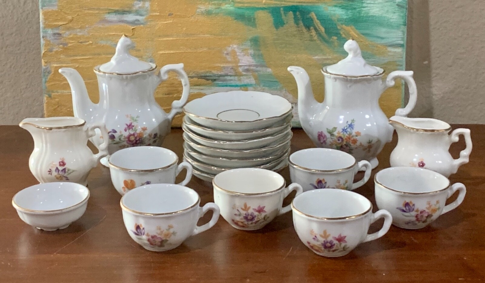 Vintage German Democratic Republic Kahla Porcelain Tea Set 18 Pieces Fairycore
