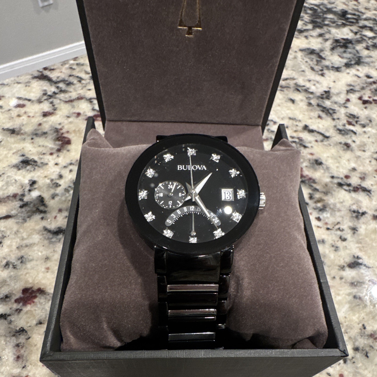 Bulova Diamond Men’s Dress Wrist Watch 40mm Stainless Steel