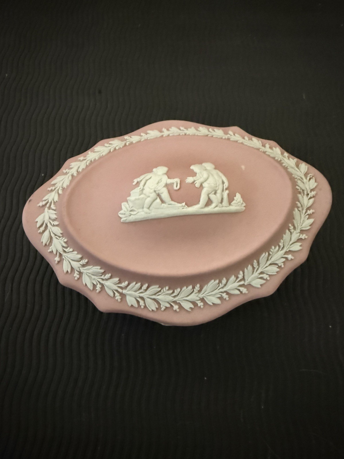 Vintage Wedgwood Jasperware Pink Oval Trinket Box with Lid 4.5” x 3.25” Vintage Wedgwood Jasperware Pink Oval Trinket Box with Lid 4.5” x 3.25”