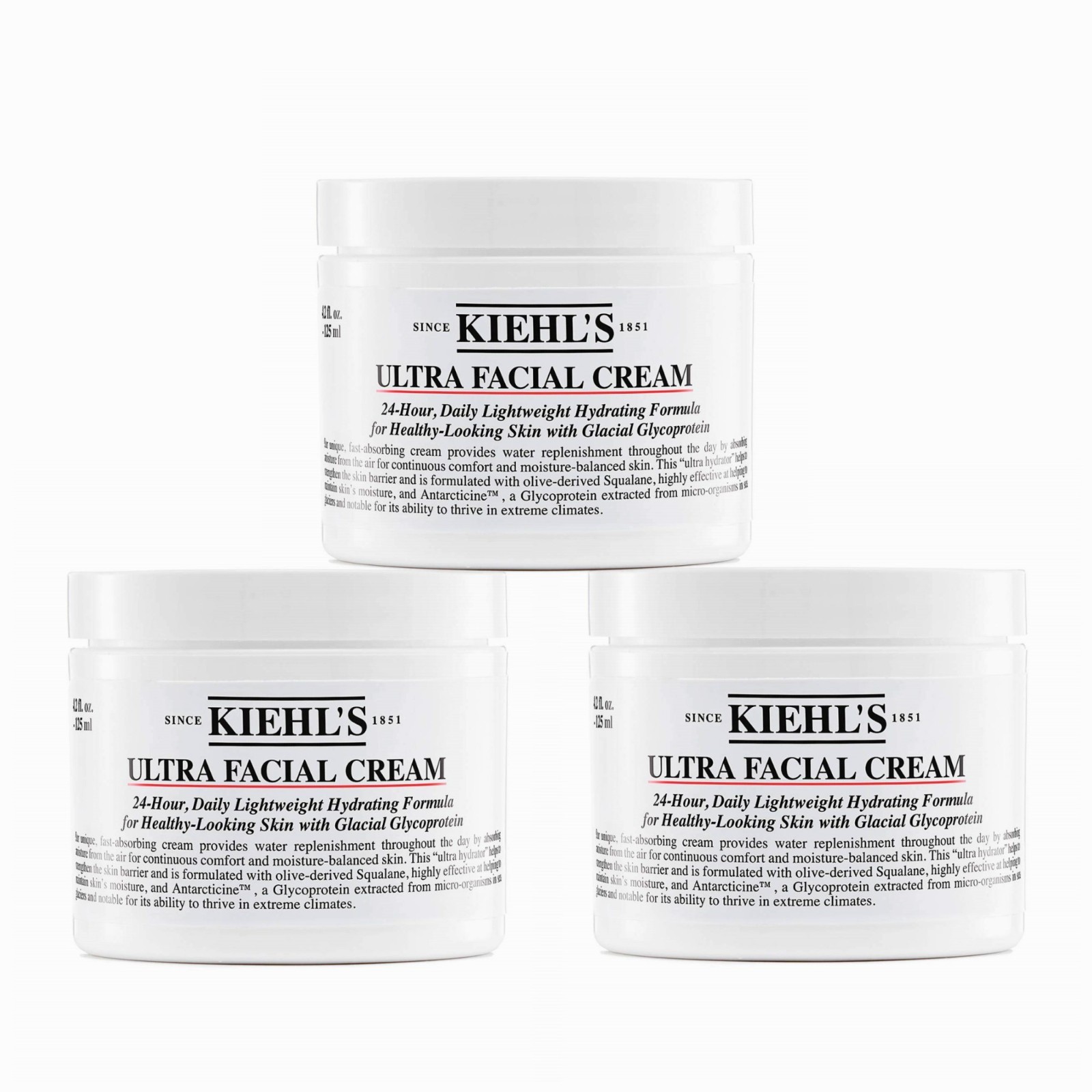 3pcs Kiehl's Ultra Facial Cream 4.2oz (125ml)