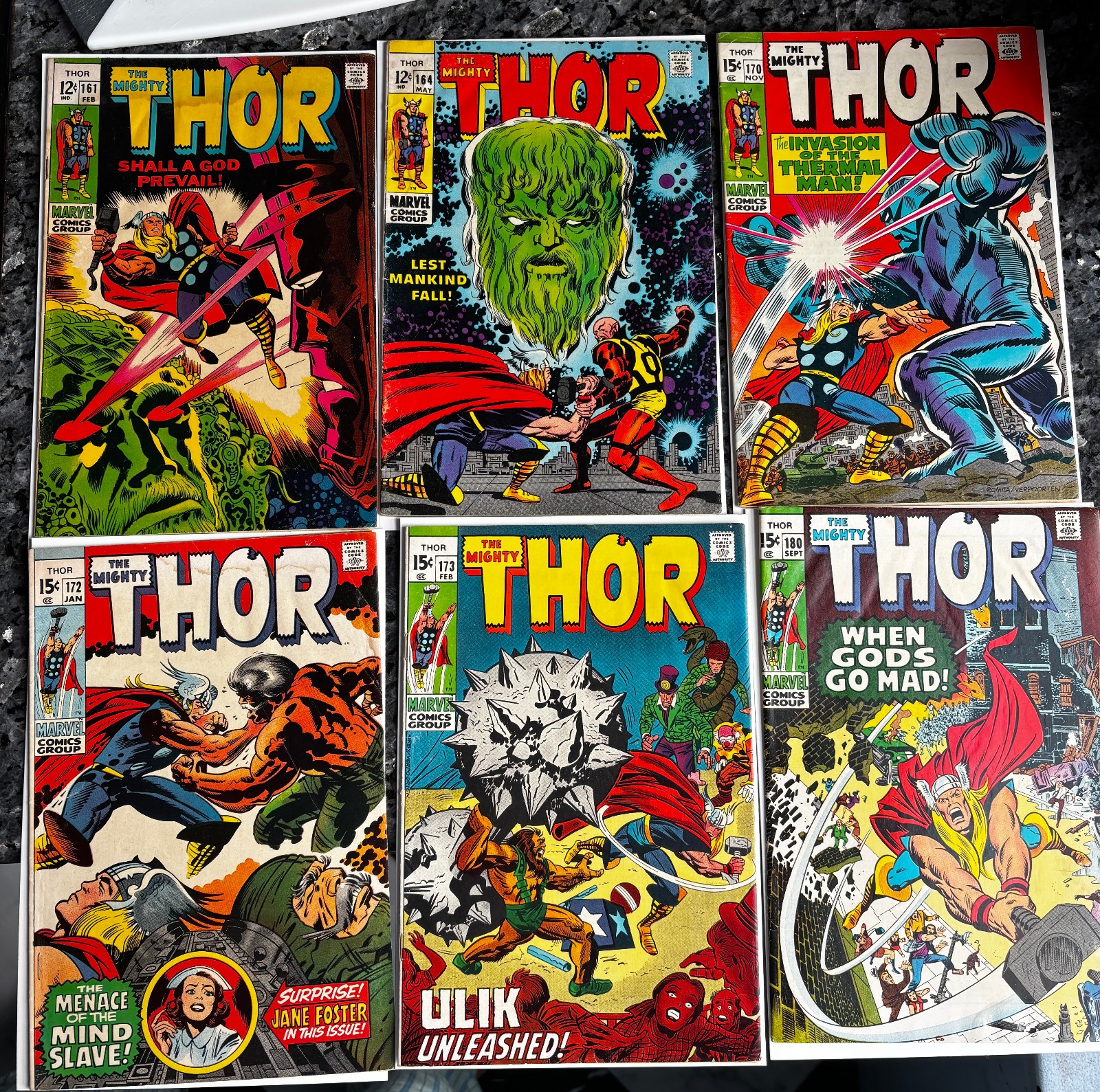 THOR LOT #161 164 170 172 173 180 KEY HIGRADE W/FLAWS KIRBY/ADAMS ART LOKI