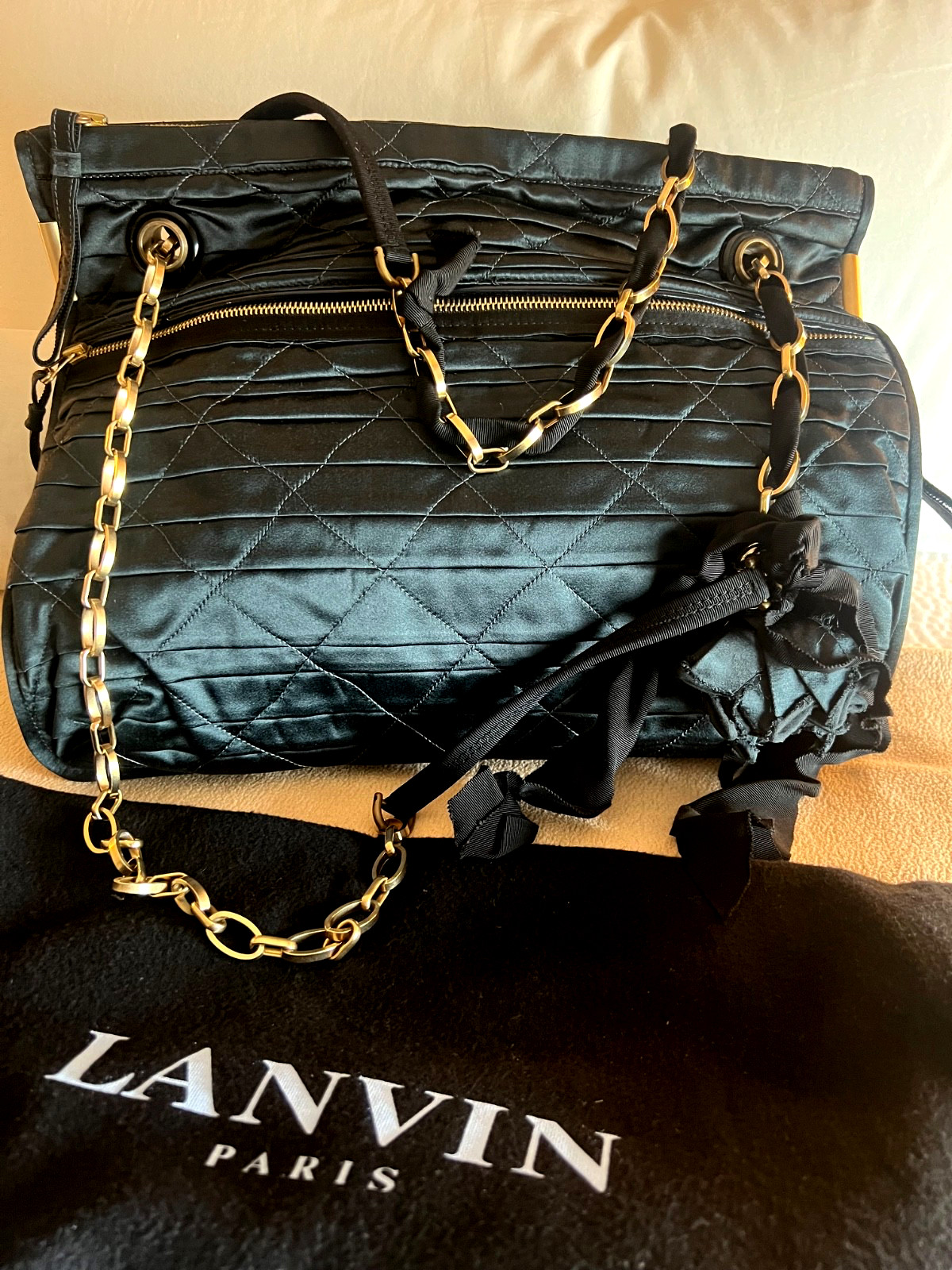 Gorgeous Vintage Lanvin Quilted Satin Shoulder, Clutch, and Crossbody bag, NWT Gorgeous Vintage Lanvin Quilted Satin Shoulder, Clutch, and Crossbody bag, NWT