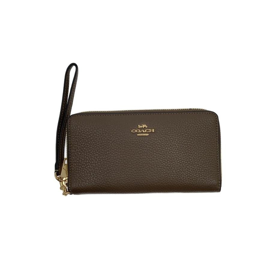 Used COACH◆Long Zip Around Wallet/Detachable Card Case/Leather/BRW/CBZ98