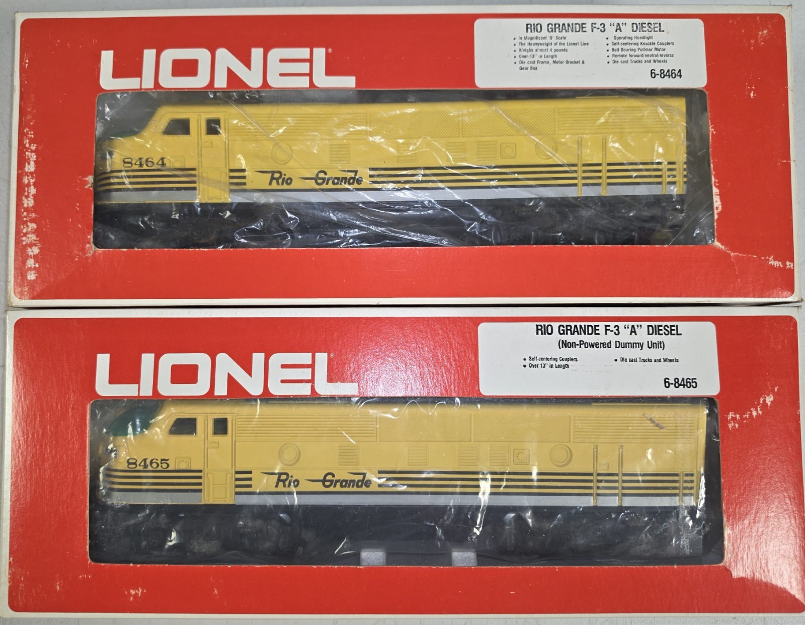 Lionel 6-8464/8465 D&RG F-3 A-A Diesel Engines, Un-run from 6-1450 Set