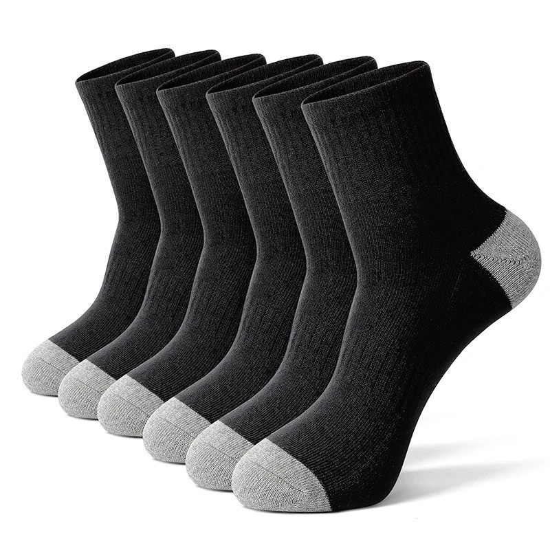 6 Pack Men\'s Cotton Crew Socks Cushioned Breathable Work & Athletic Socks