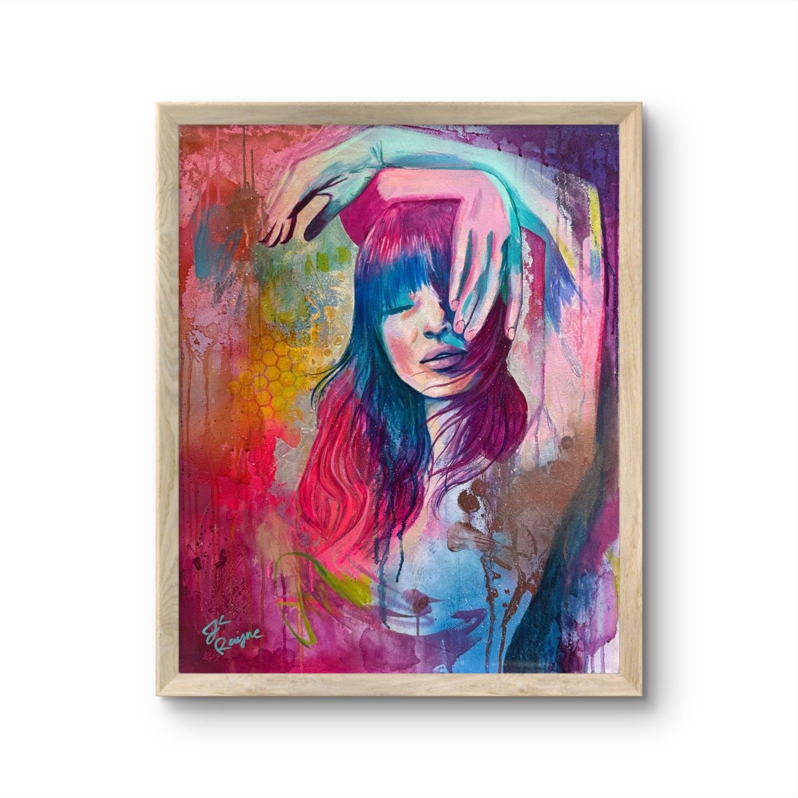 @FearlessPaints Abstract Rainbow Surreal Woman 24x30 Canvas Original Painting