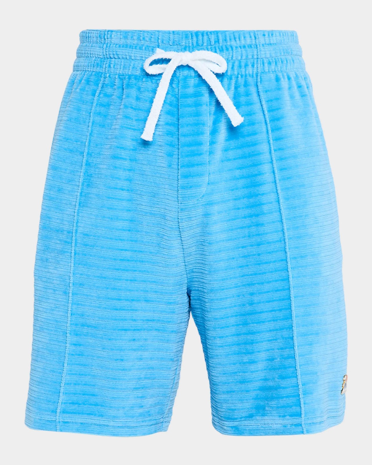 CasaBlanca Men\'s Velour Pintuck-Pleated Drawstring Shorts