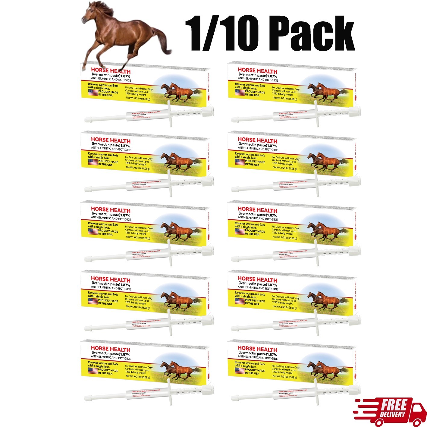 1-10 Pack In Box Paste Horse Dewormer Apple Flavor wormer Exp 01/2028