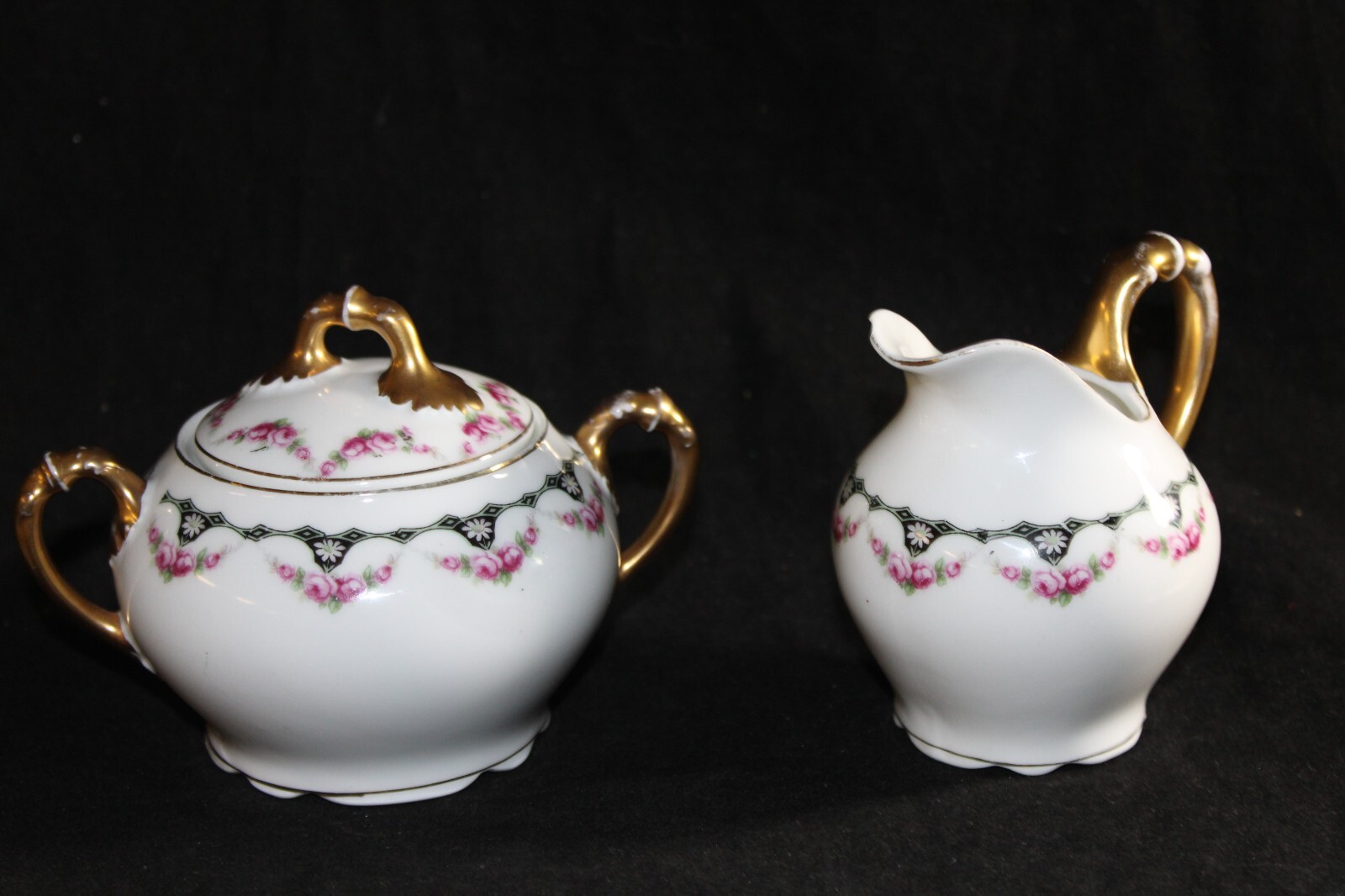 Antique 1904-1924 Schwarzburg Creamer Lidded Sugar Set