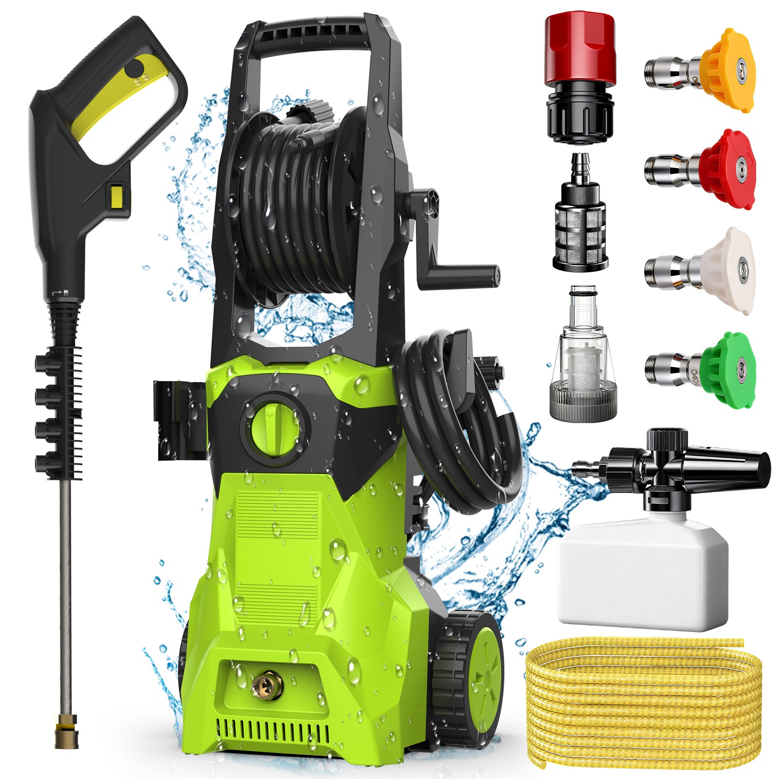 Electric Pressure Washer 52.5FT Hose 5000PSI 3.2GPM Power Washer with 4 Nozzles Electric Pressure Washer 52.5FT Hose 5000PSI 3.2GPM Power Washer with 4 Nozzles