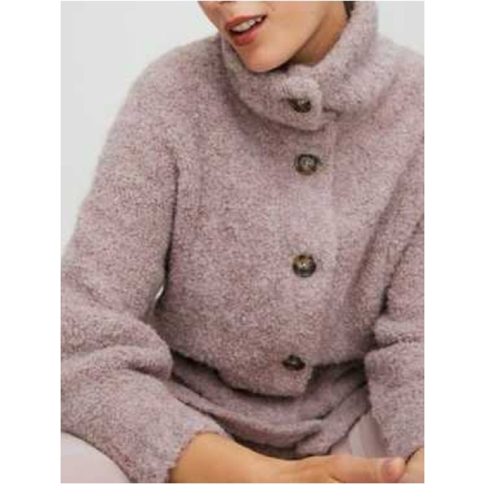 Wilfred Aritzia Women\'s Lilac Light Pink Alpaca Button Cardigan Size XS