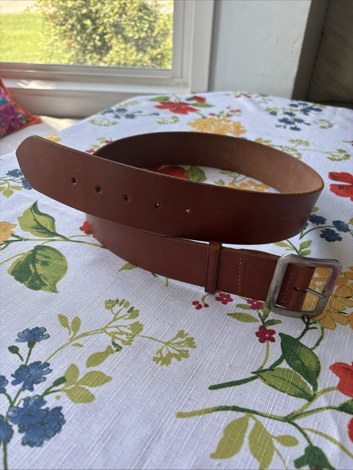 Vintage New George Lawrence Brown Leather Belt England Buckle Size 38