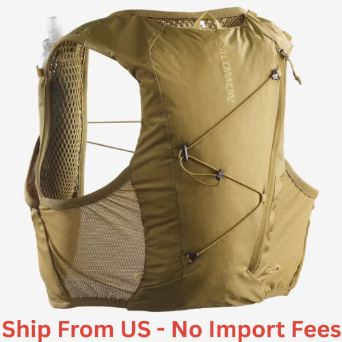 Salomon ACTIVE SKIN 4 Unisex Running Vest with Flasks Included, BRILLIANT OLIVE Salomon ACTIVE SKIN 4 Unisex Running Vest with Flasks Included, BRILLIANT OLIVE
