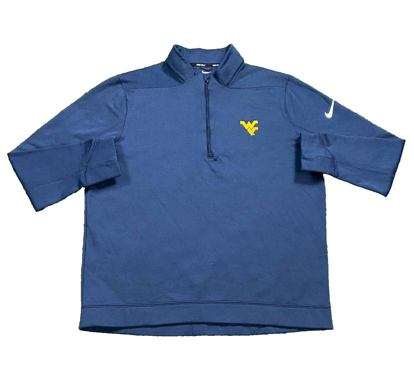 Nike West Virginia Mountaineers 1/4 Zip Pullover Jacket Navy Blue WVU Mens Large