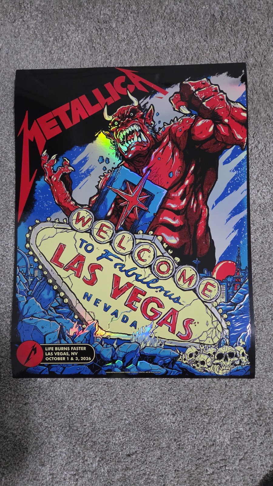 NEW Metallica Pop Up Exclusive Foil Poster Sphere OCT 1-3 2026 Las Vegas 82/620 NEW Metallica Pop Up Exclusive Foil Poster Sphere OCT 1-3 2026 Las Vegas 82/620