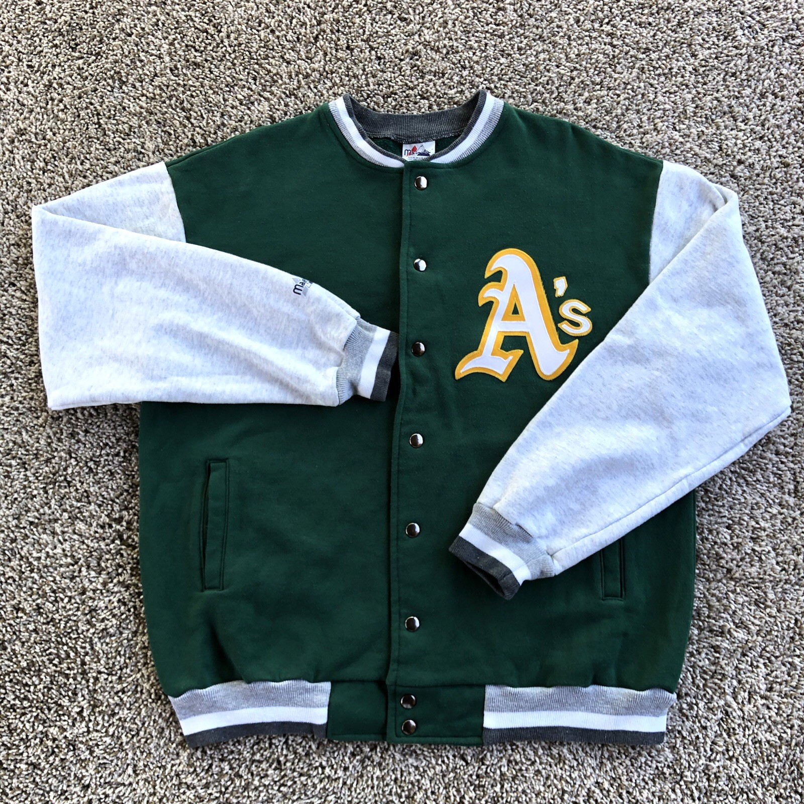 Vintage Majestic Oakland Athletics Letterman Jacket Mens L Snap Button Varsity Vintage Majestic Oakland Athletics Letterman Jacket Mens L Snap Button Varsity