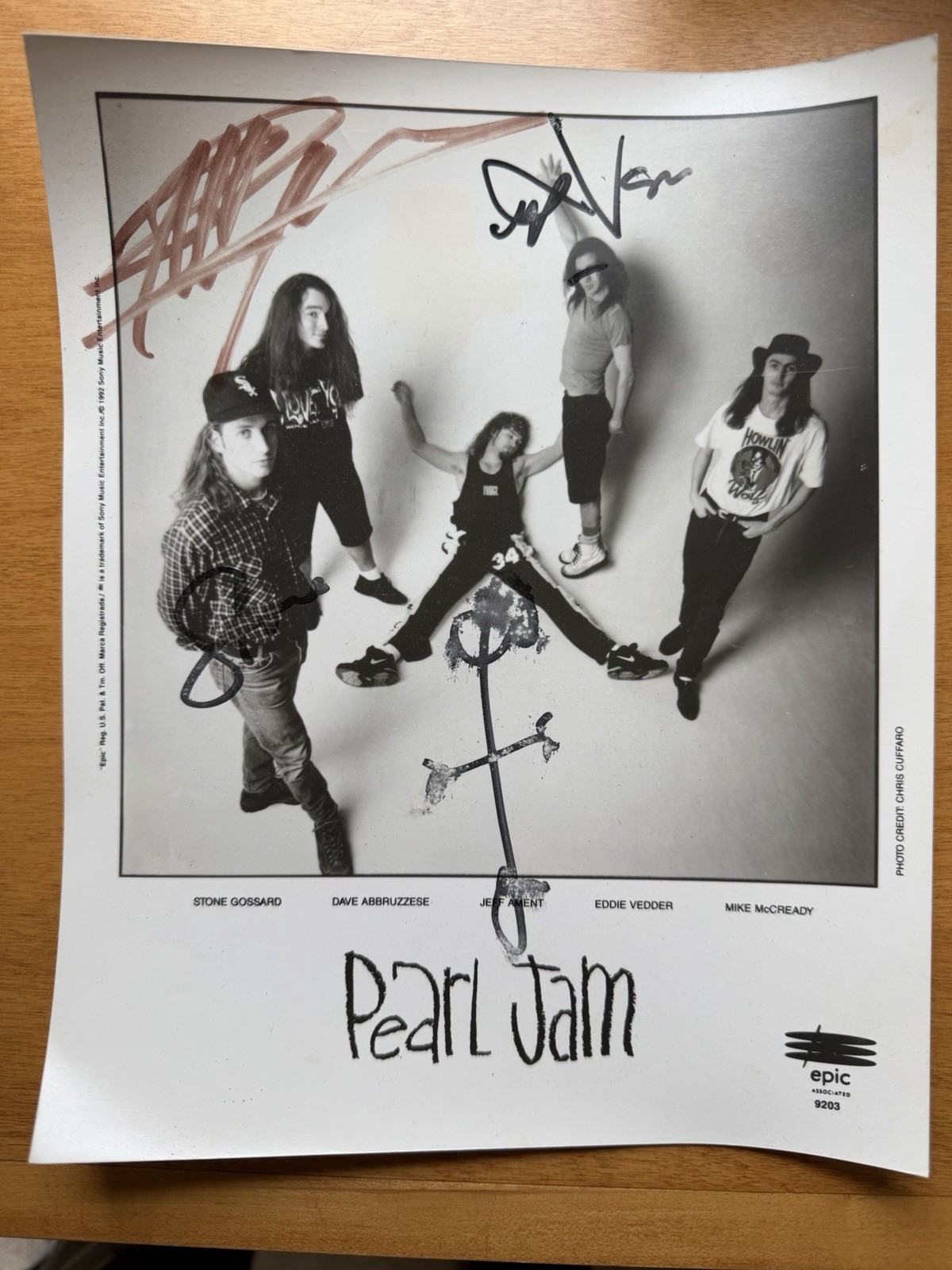Pearl Jam Autographed Original 8x10 Black & White Photo Epic Records Promo Pearl Jam Autographed Original 8x10 Black & White Photo Epic Records Promo