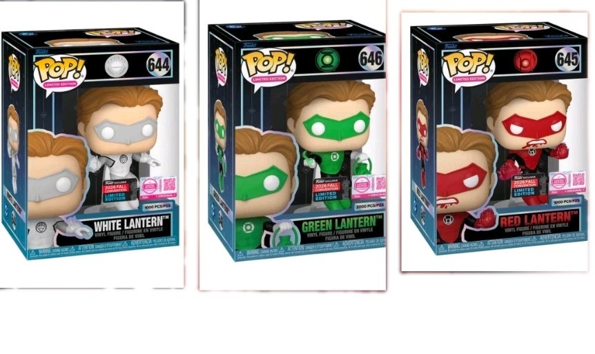 FUNKO POP DC COMICS WHITE RED GREEN LANTERN BUNDLE NYCC 2026 SHARED STICKER