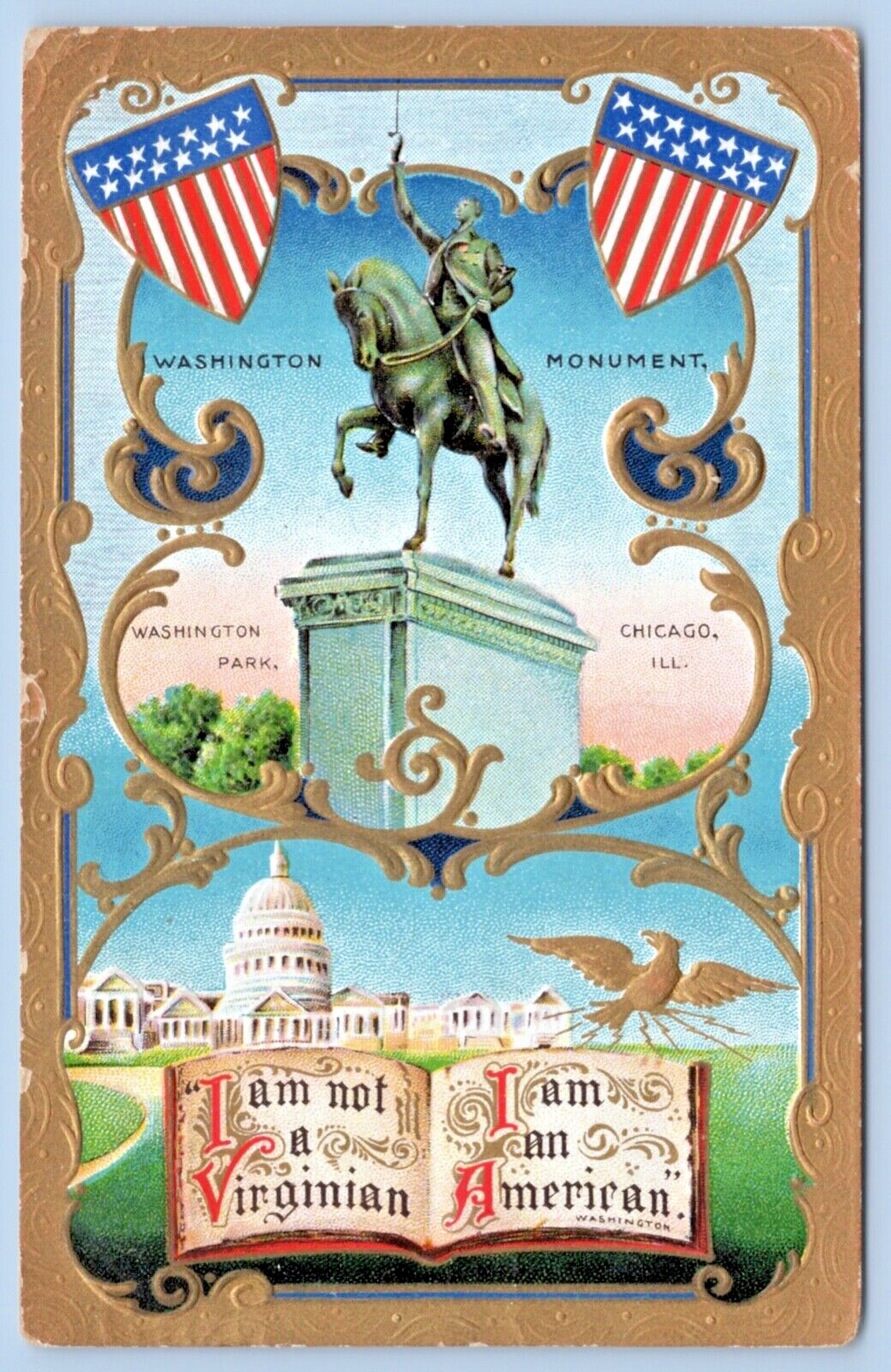 Postcard c1914 Washington Monument I Am An American List # C15 Postcard c1914 Washington Monument I Am An American List # C15