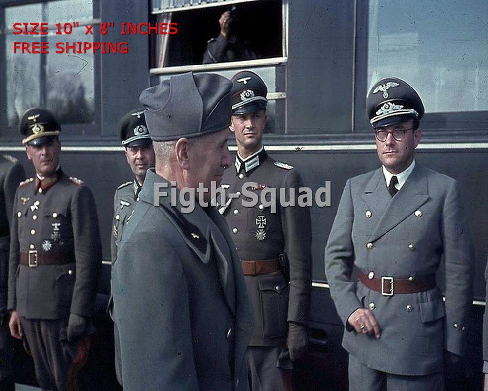 WW2 8x10 Photo Mussolini w German officials General Toussaint Oberst Heinz O8478