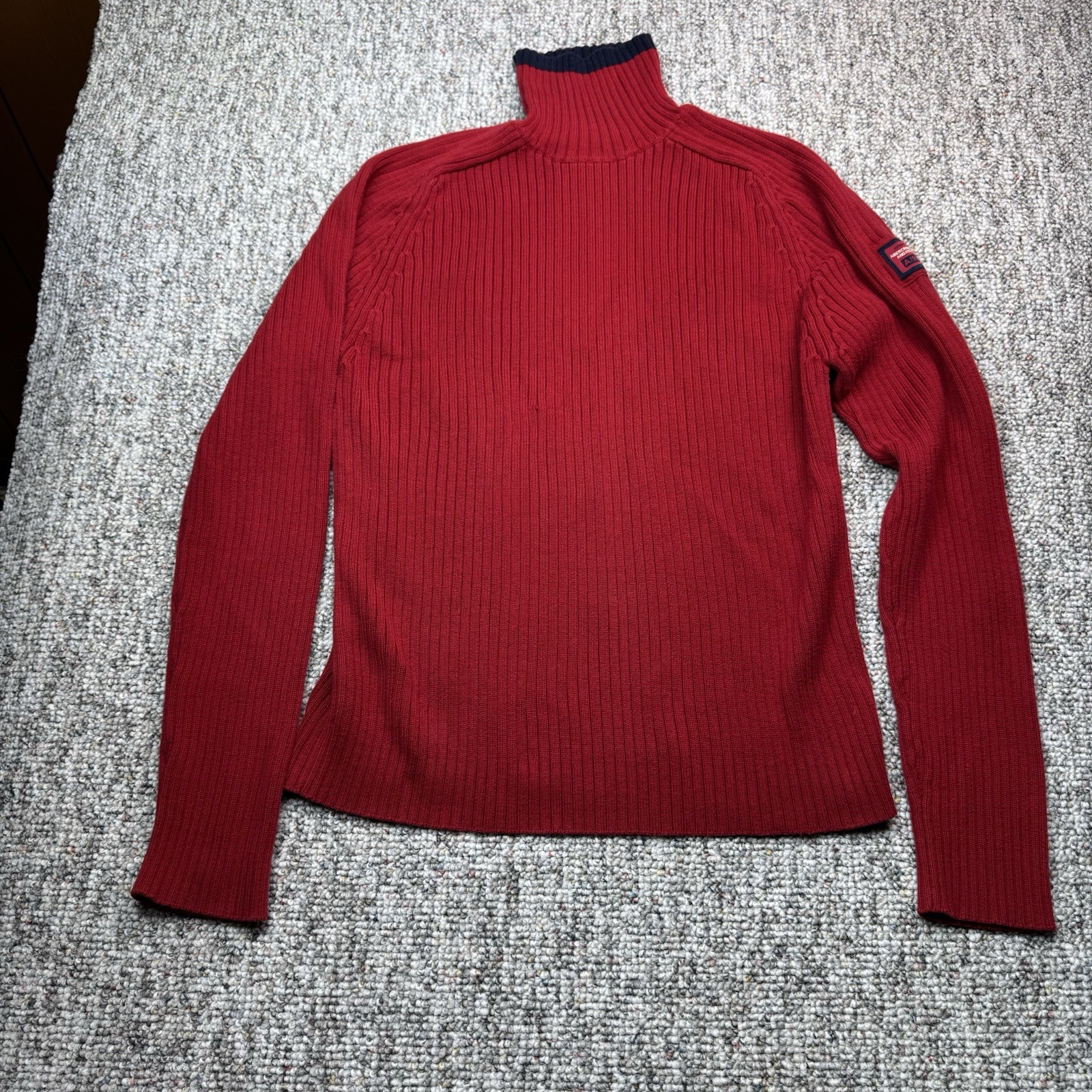 Vintage Abercrombie & Fitch Sweater Mens XL Mock Neck Ribbed Knit Pullover Y2K