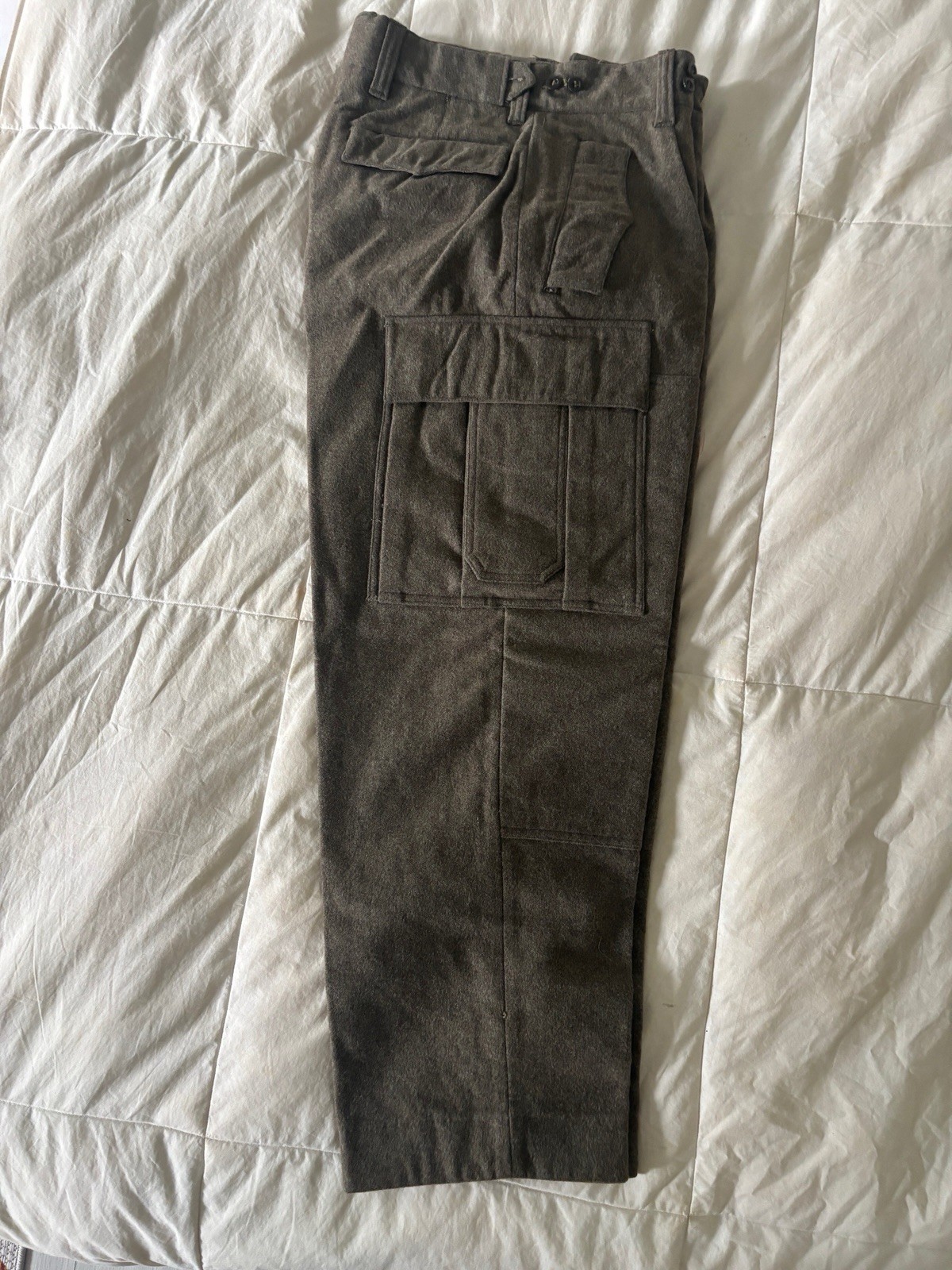 Vintage Seyntex Belgian Army M51 Wool Field Cargo Pants Olive Green
