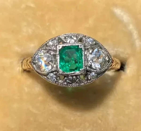 1.89 Ct Lab Created Emerald Engagement Ring 14K White Gold Plated