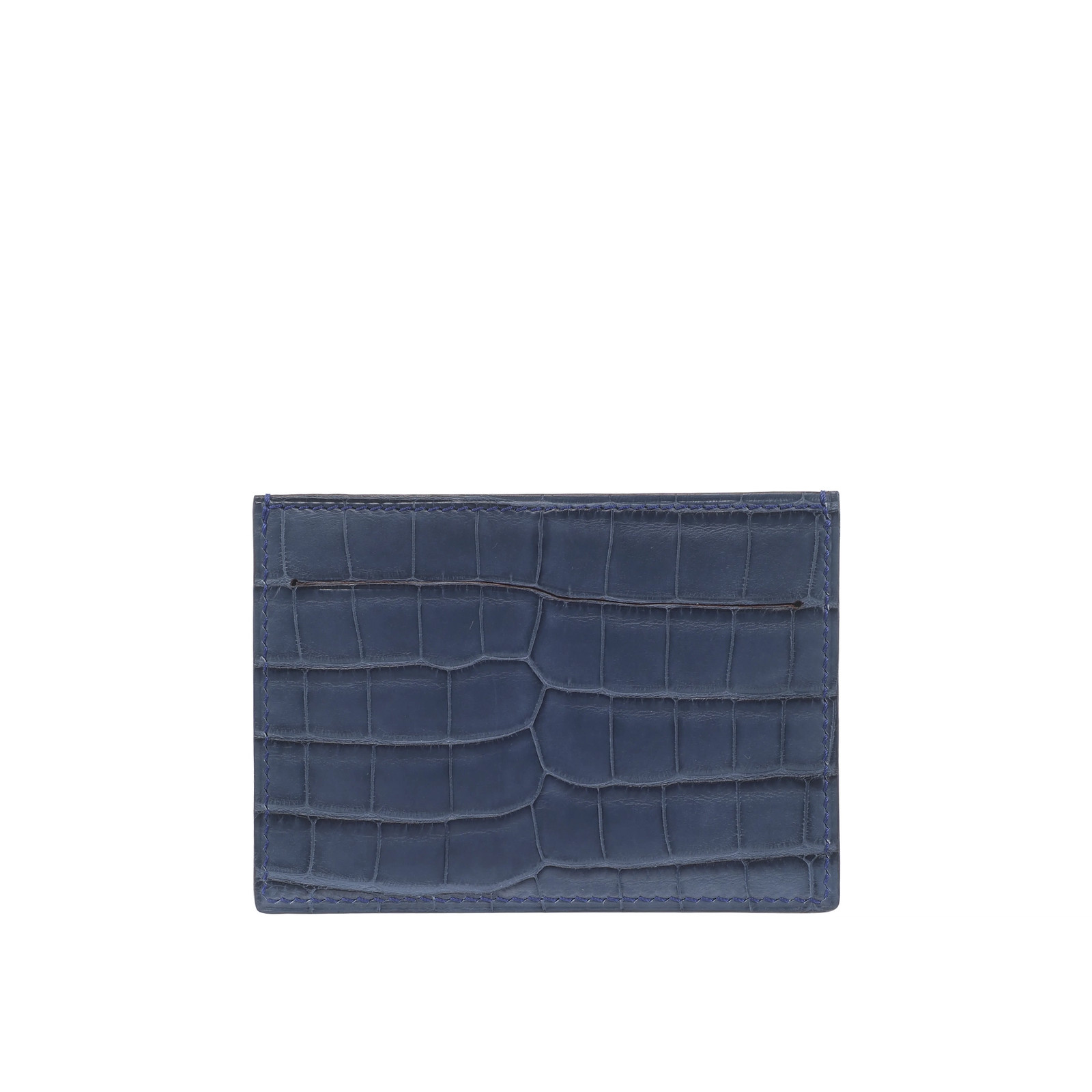 Hermès Wallet Blue Marine/Cactus Crocodile Leather Card Holder Mysore
