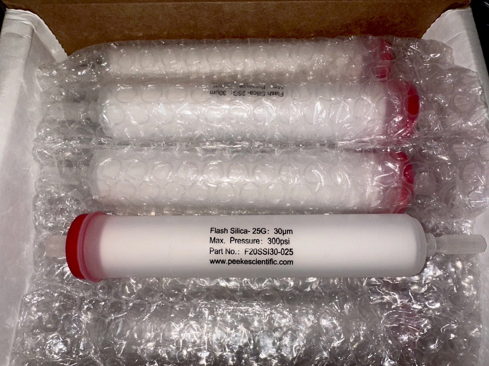 Peeke Scientific Flash Cartridge 25g 30um 300psi Prep Chromatography Column Lab