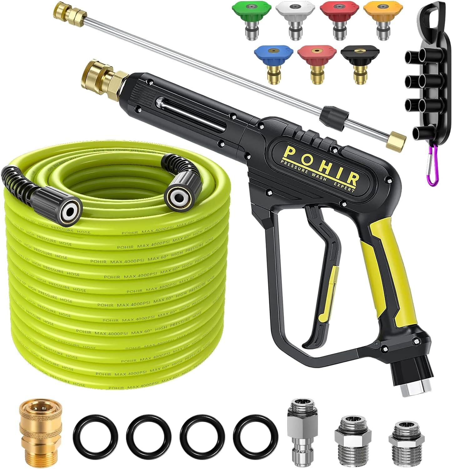 POHIR 3600 PSI Pressure Washer Gun 50FT Flexible Power Washing Hose and 15\