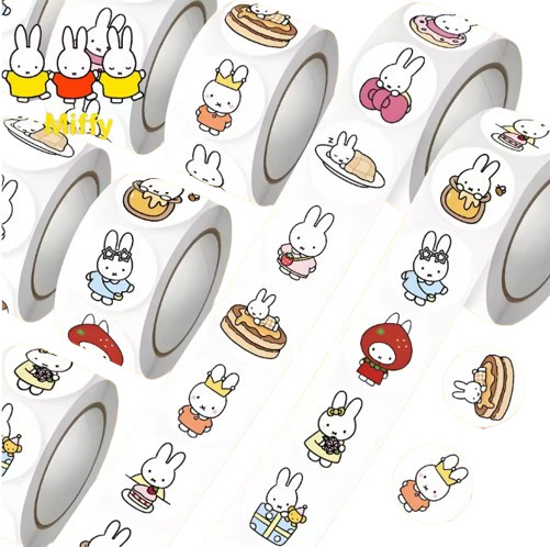 (500 pc) New Miffy Seal Stickers Scrapbook Rabbit Anime Toy DIY Fun 14 Designs