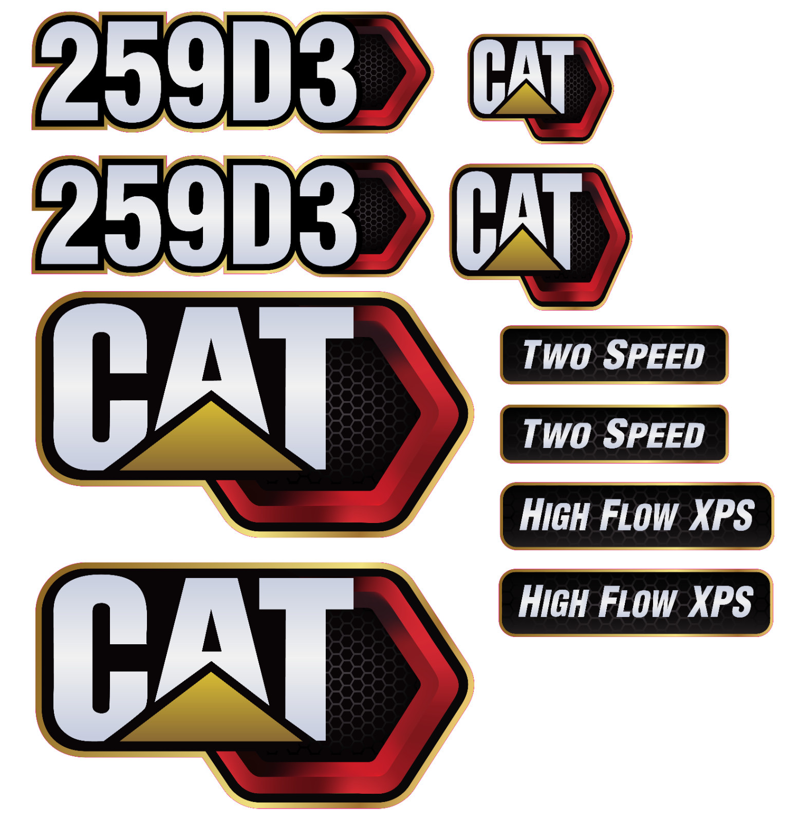 For Caterpillar CAT 259D3 Skid Steer | Replacement Decal Set | For Caterpillar CAT 259D3 Skid Steer | Replacement Decal Set |