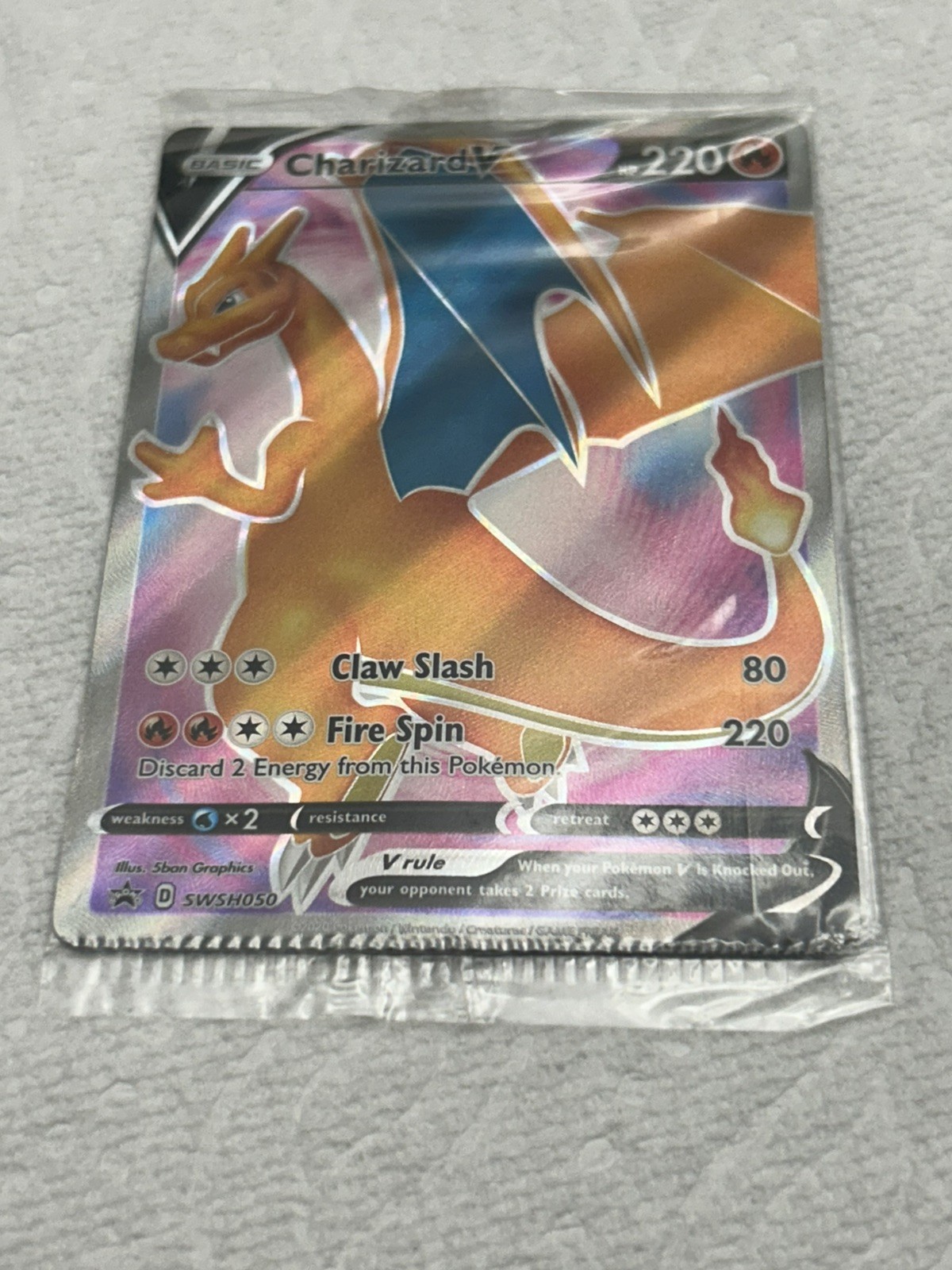 Pokemon Charizard V #SWSH050 Promo Sealed FULL CRIMP ERROR