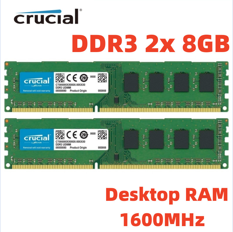 Crucial 16GB (2x 8GB) Kit DDR3 1600MHz PC3-12800 UDIMM Desktop 240-Pin CL11 RAM Crucial 16GB (2x 8GB) Kit DDR3 1600MHz PC3-12800 UDIMM Desktop 240-Pin CL11 RAM