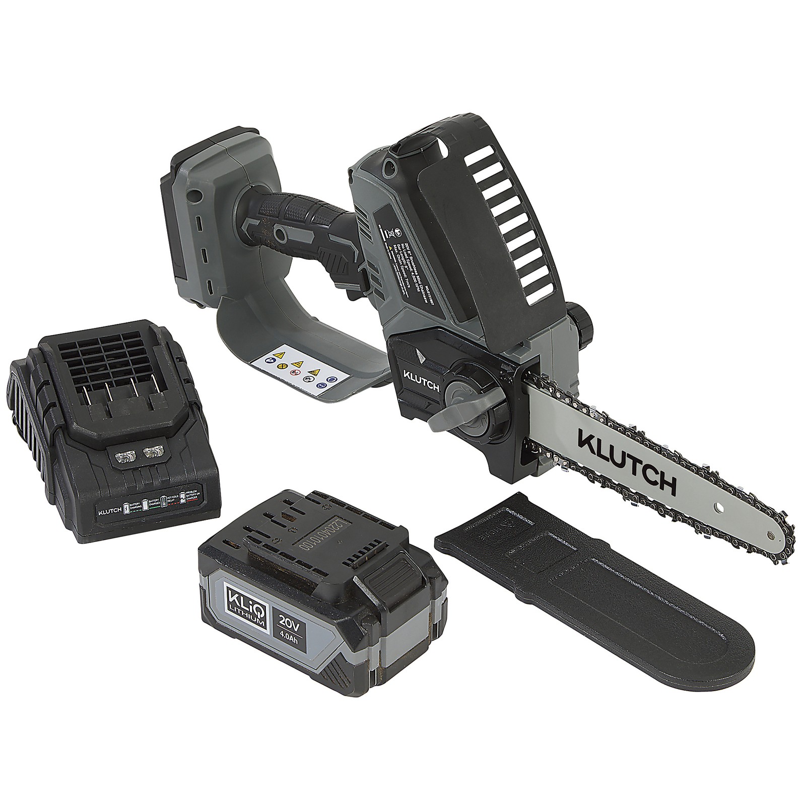 Klutch Mini Chainsaw Kit, 20V, 8in. Bar and Chain, Brushless, Cordless, 4.0Ah Klutch Mini Chainsaw Kit, 20V, 8in. Bar and Chain, Brushless, Cordless, 4.0Ah