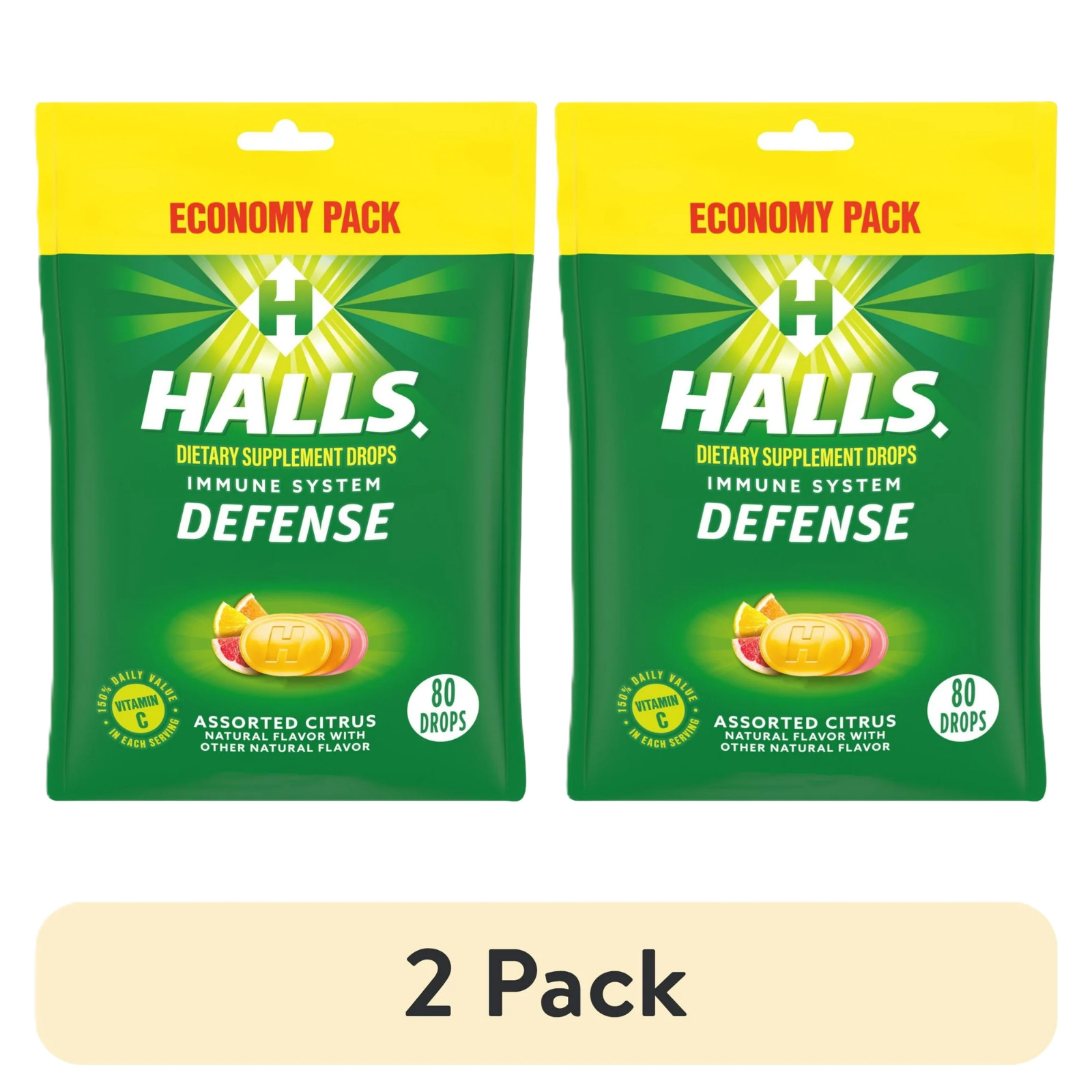 HALLS Defense Assorted Citrus Vitamin C Drops, Economy 80 Count (Pack of 2) HALLS Defense Assorted Citrus Vitamin C Drops, Economy 80 Count (Pack of 2)