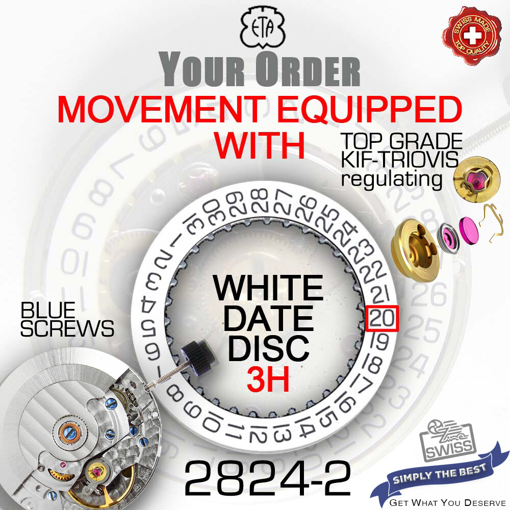 MOVEMENT AUTOMATIC ETA 2824-2  TOP GRADE, TRIOVIS REGULATING, 5 DATE VARIATION