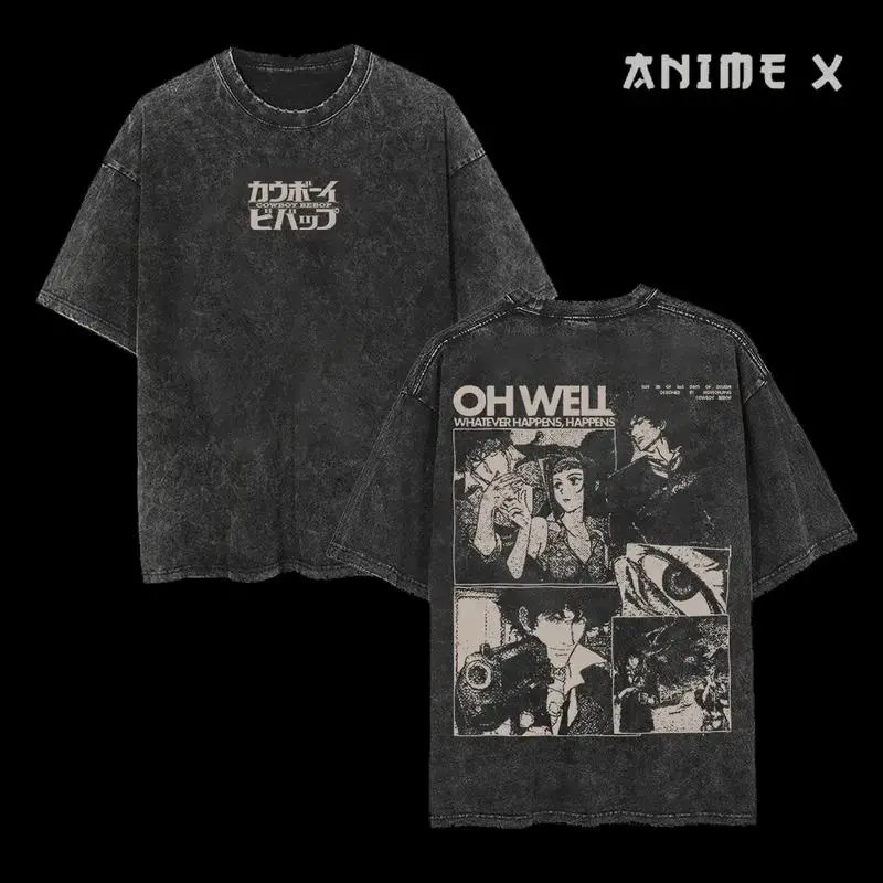 Vintage Cowboy Bebop Double‑Sided Washed Unisex Heavy Cotton Graphic T‑Shirt