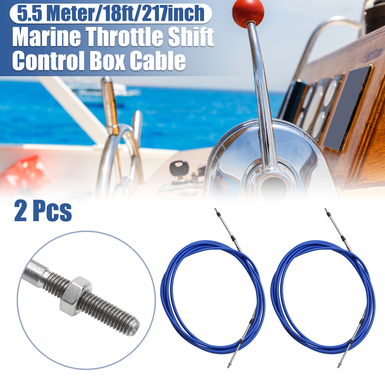 2pcs 18ft 5.5 Meter 217inch Marine Throttle Shift Remote Control Box Cable 2pcs 18ft 5.5 Meter 217inch Marine Throttle Shift Remote Control Box Cable