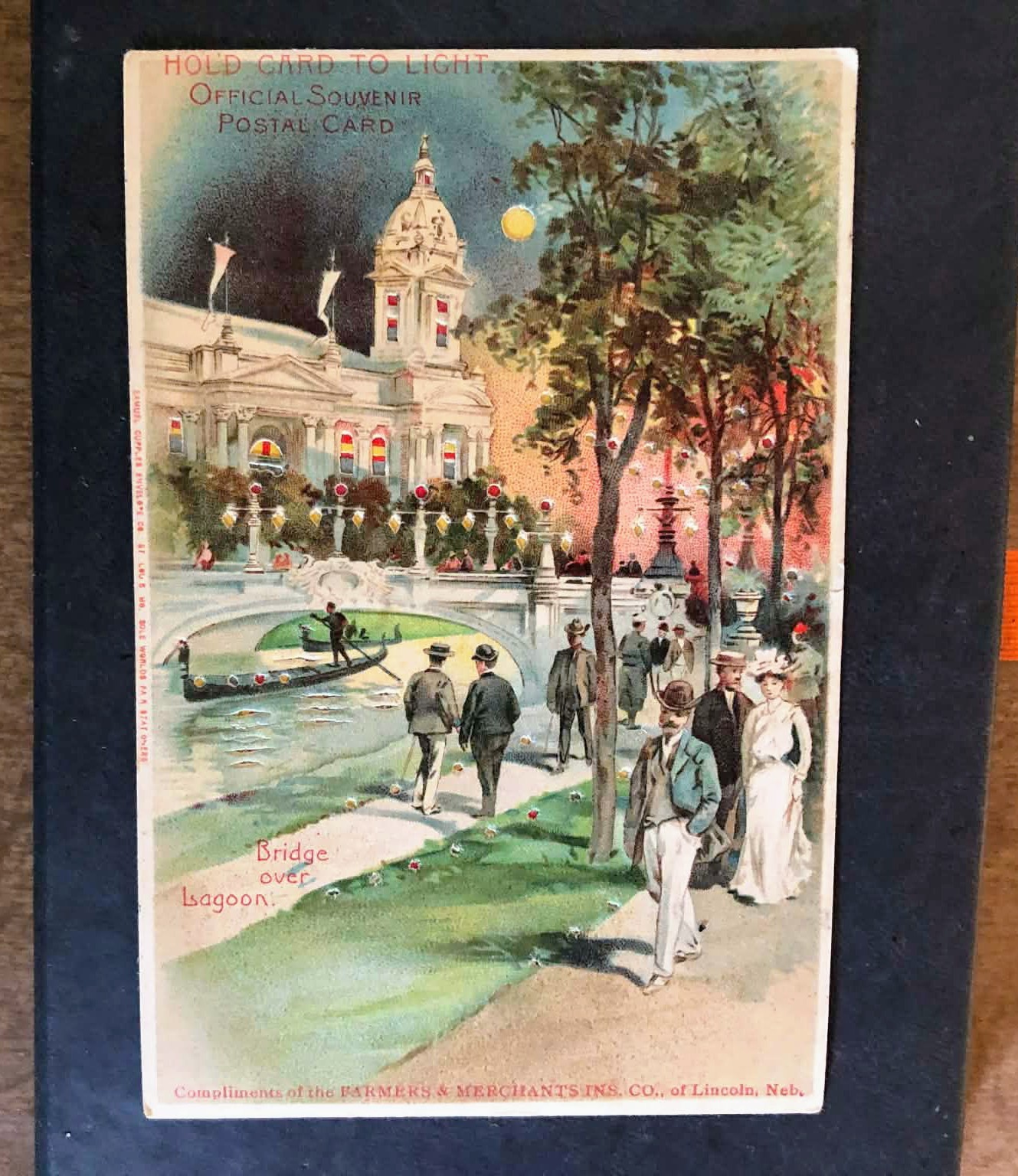 1904 World Fair Hold to Light Postcard Bridge Over the Lagoon & US Gov Building