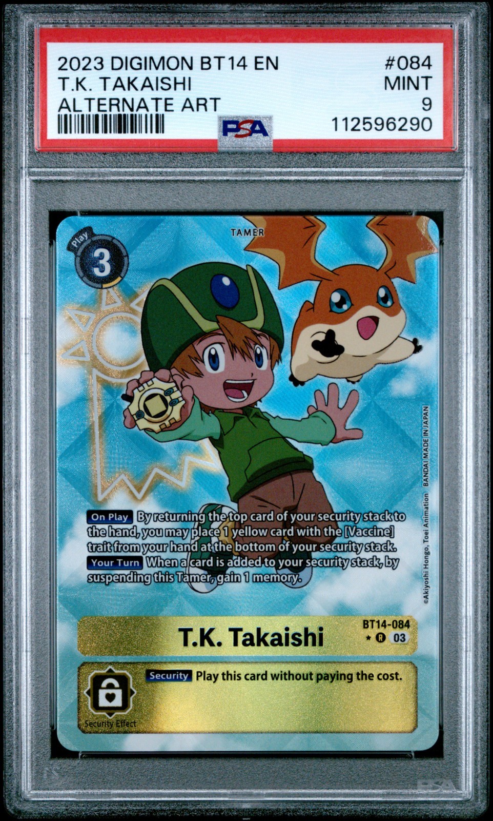 Bandai Digimon CCG T.K. Takaishi BT14-084 R Alternate Art Foil PSA 9 EN